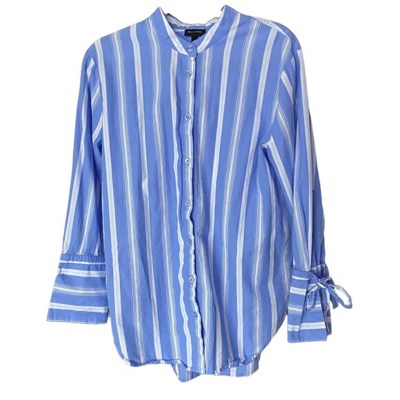 Who What Wear Blue & White Striped Button Up Shirt Size M - Picture 2 of 7
